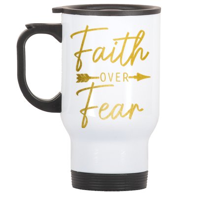 Faith Over Fear Christian Religious Bible Verse Gift Stainless Steel Travel Mug