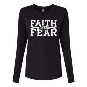 Faith Over Fear Christianity Womens Cotton Relaxed Long Sleeve T-Shirt