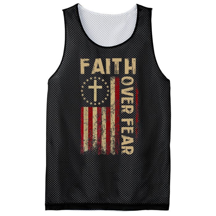 Faith Over Fear Patriotic Christian Mesh Reversible Basketball Jersey Tank