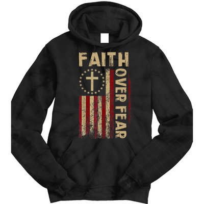 Faith Over Fear Patriotic Christian Tie Dye Hoodie