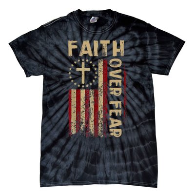 Faith Over Fear Patriotic Christian Tie-Dye T-Shirt