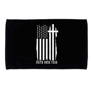 Faith Over Fear American Flag Jesus Patriotic Christian Gift Microfiber Hand Towel