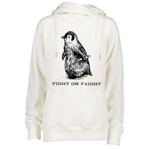 Fight or Flight Funny Penguin Pun Fight Womens Funnel Neck Pullover Hood