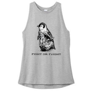 Fight or Flight Funny Penguin Pun Fight Ladies PosiCharge Tri-Blend Wicking Tank