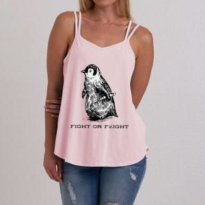 Fight or Flight Funny Penguin Pun Fight Women's Strappy Tank