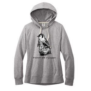 Fight or Flight Funny Penguin Pun Fight Women's Fleece Hoodie