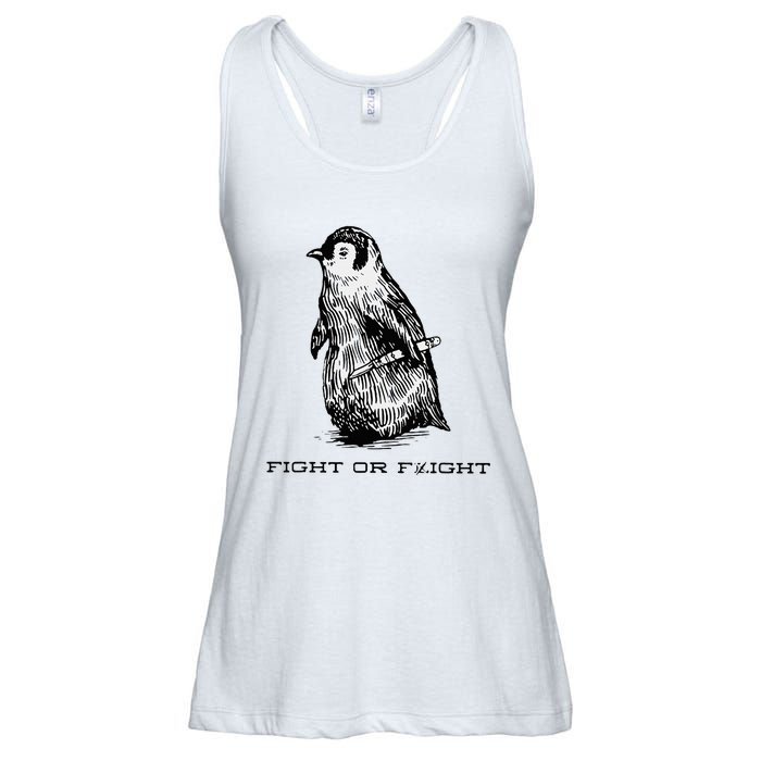 Fight or Flight Funny Penguin Pun Fight Ladies Essential Flowy Tank