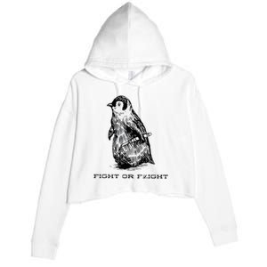 Fight or Flight Funny Penguin Pun Fight Crop Fleece Hoodie