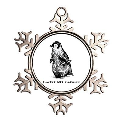 Fight or Flight Funny Penguin Pun Fight Metallic Star Ornament