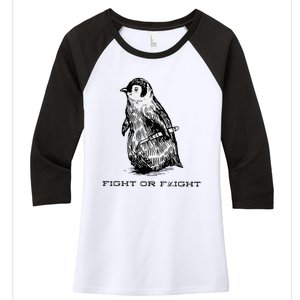 Fight or Flight Funny Penguin Pun Fight Women's Tri-Blend 3/4-Sleeve Raglan Shirt