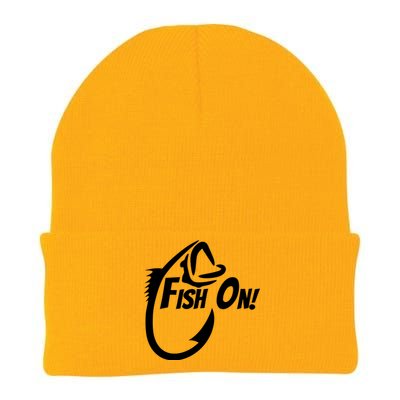 Fish On Fishing Gift For Bass Fisherman Fishing Gift Knit Cap Winter Beanie