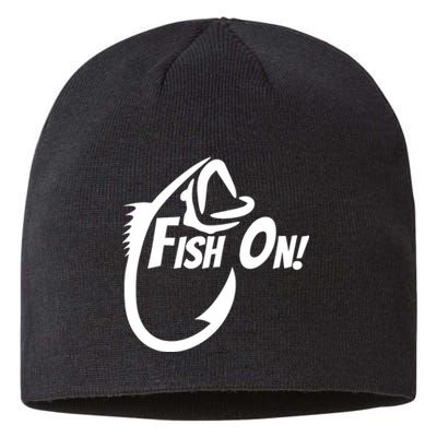 Fish On Fishing Gift For Bass Fisherman Fishing Gift Sustainable Beanie