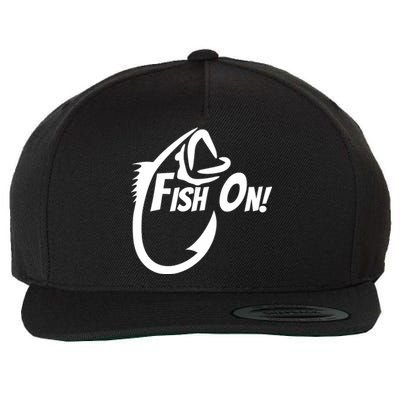 Fish On Fishing Gift For Bass Fisherman Fishing Gift Wool Snapback Cap