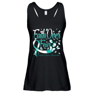 Faith Over Fear Ovarian Cancer Awareness Butterfly Ladies Essential Flowy Tank