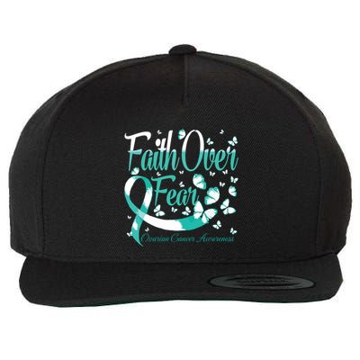 Faith Over Fear Ovarian Cancer Awareness Butterfly Wool Snapback Cap