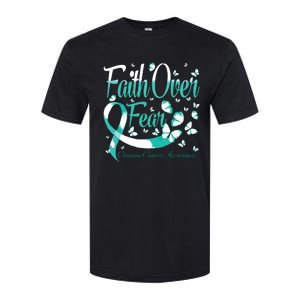 Faith Over Fear Ovarian Cancer Awareness Butterfly Softstyle CVC T-Shirt