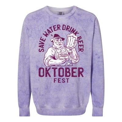 Funny Oktober Fest Save Water Beer Er October Gift Colorblast Crewneck Sweatshirt