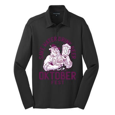 Funny Oktober Fest Save Water Beer Er October Gift Silk Touch Performance Long Sleeve Polo