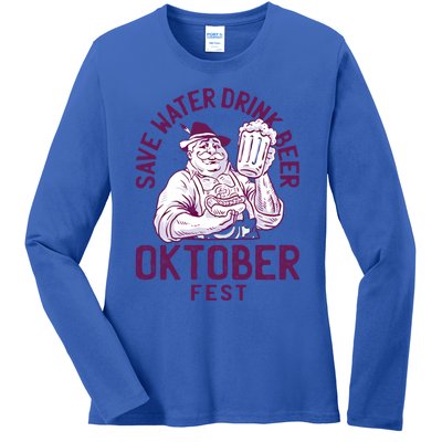 Funny Oktober Fest Save Water Beer Er October Gift Ladies Long Sleeve Shirt