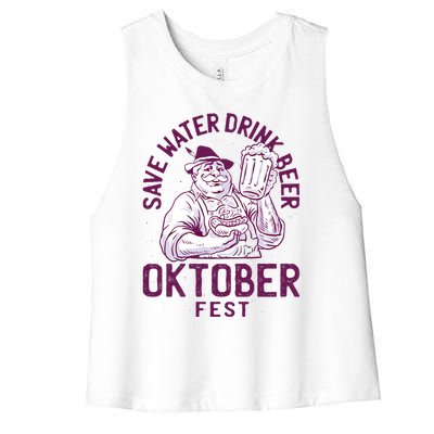 Funny Oktober Fest Save Water Beer Er October Gift Women's Racerback Cropped Tank