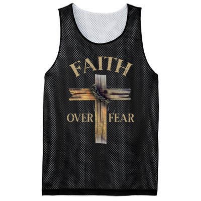 Faith Over Fear Christian Cross Religious For Mesh Reversible Basketball Jersey Tank