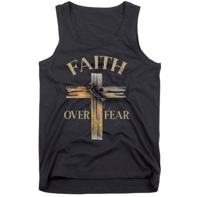 Faith Over Fear Christian Cross Religious For Tank Top