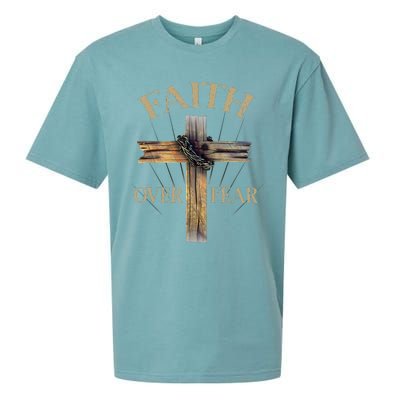 Faith Over Fear Christian Cross Religious For Sueded Cloud Jersey T-Shirt