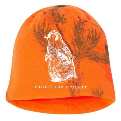 Fight or Flight Funny Penguin Pun Fight Or Flight Meme  Kati - Camo Knit Beanie