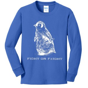 Fight or Flight Funny Penguin Pun Fight Or Flight Meme  Kids Long Sleeve Shirt