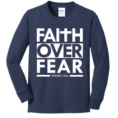 Faith Over Fear Bible Scripture Verse Christian Kids Long Sleeve Shirt