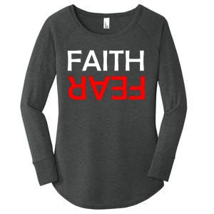 Faith Over Fear Women's Perfect Tri Tunic Long Sleeve Shirt