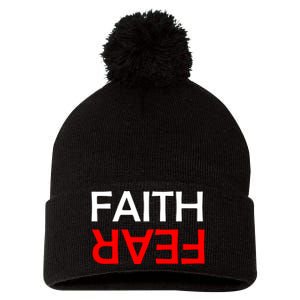 Faith Over Fear Pom Pom 12in Knit Beanie