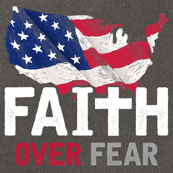 Faith Over Fear Patriotic Christian USA Flag Lord Jesus Cotton Canvas Backpack