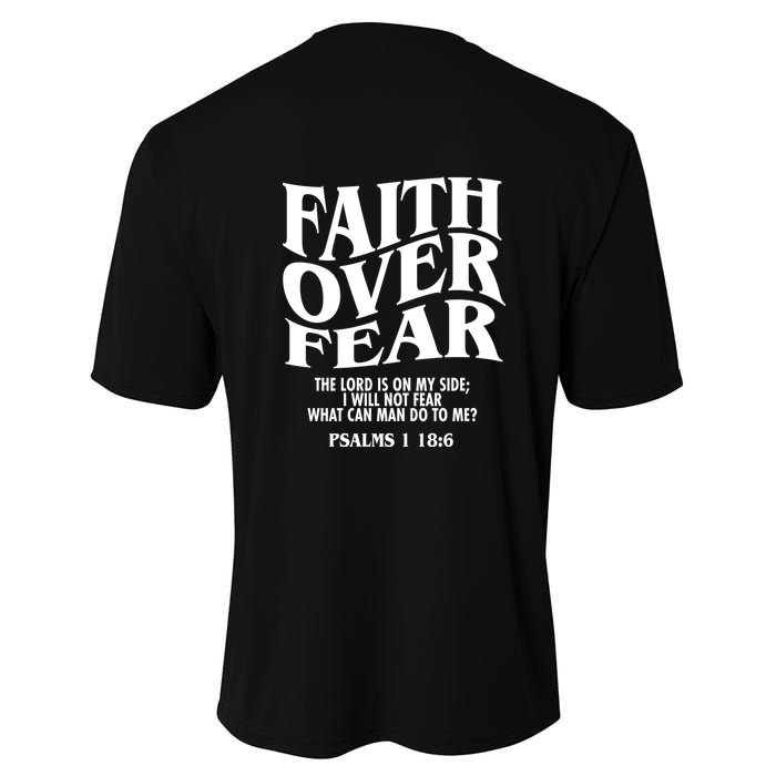 Faith Over Fear Psalms 1 18:6 Front Back Youth Performance Sprint T-Shirt
