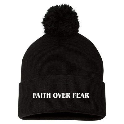 Faith Over Fear Psalms 1 18:6 Front Back Pom Pom 12in Knit Beanie