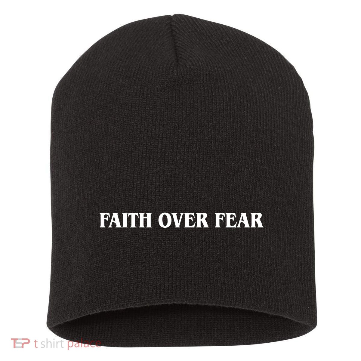 Faith Over Fear Psalms 1 18:6 Front Back Short Acrylic Beanie