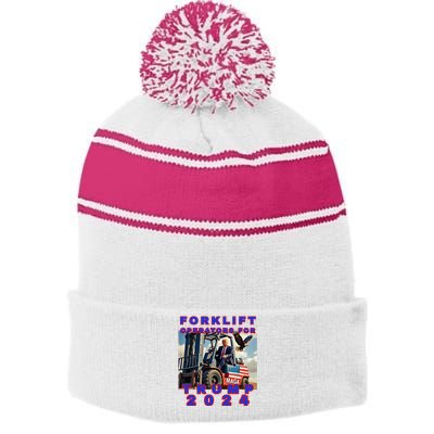 Forklift Operators For Trump Stripe Pom Pom Beanie