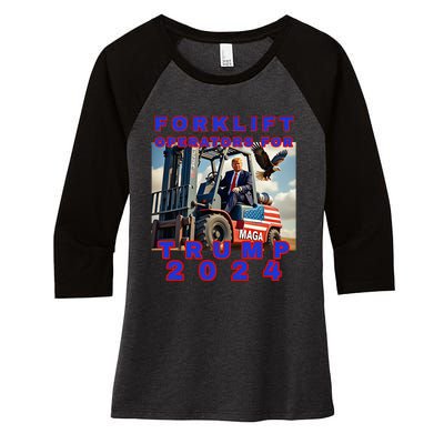 Forklift Operators For Trump Women's Tri-Blend 3/4-Sleeve Raglan Shirt