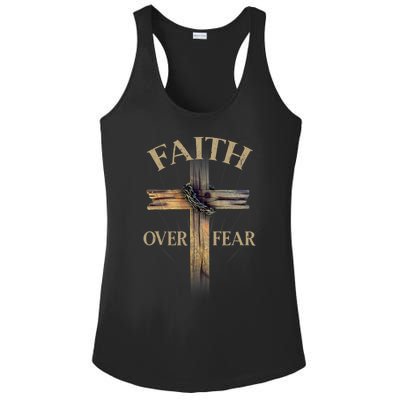 Faith Over Fear Christian Cross Religious For Men Women Ladies PosiCharge Competitor Racerback Tank