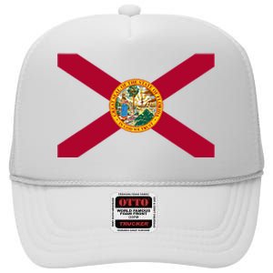 Flag Of Florida The Sunshine State Miami Orlando Tampa High Crown Mesh Back Trucker Hat