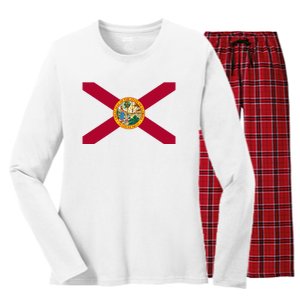 Flag Of Florida The Sunshine State Miami Orlando Tampa Women's Long Sleeve Flannel Pajama Set 