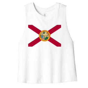 Flag Of Florida The Sunshine State Miami Orlando Tampa Women's Racerback Cropped Tank