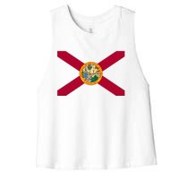 Flag Of Florida The Sunshine State Miami Orlando Tampa Women's Racerback Cropped Tank