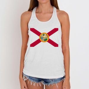 Flag Of Florida The Sunshine State Miami Orlando Tampa Women's Knotted Racerback Tank