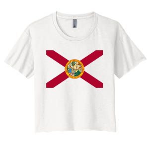 Flag Of Florida The Sunshine State Miami Orlando Tampa Women's Crop Top Tee