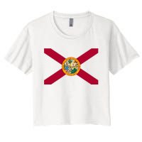 Flag Of Florida The Sunshine State Miami Orlando Tampa Women's Crop Top Tee