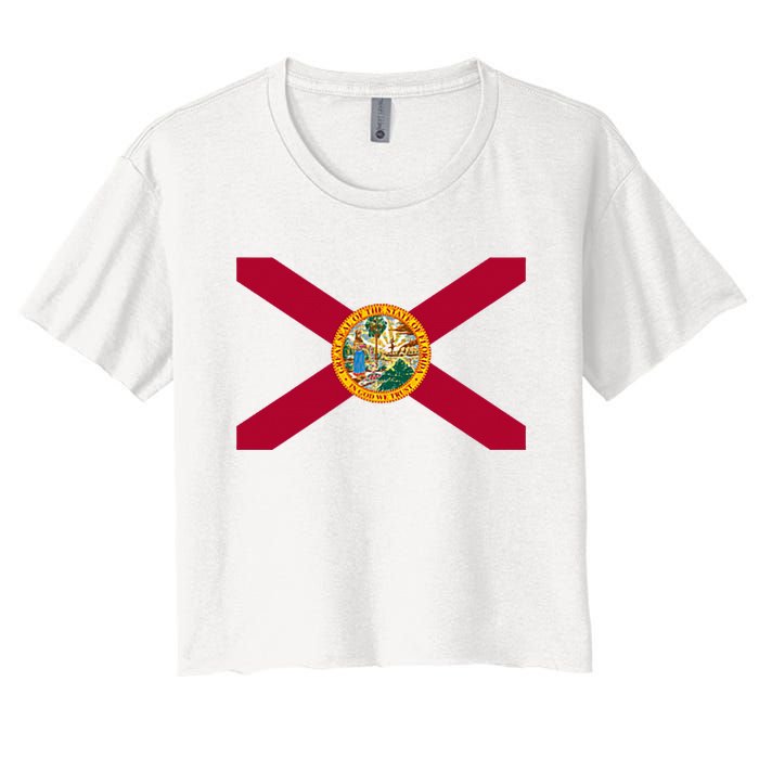 Flag Of Florida The Sunshine State Miami Orlando Tampa Women's Crop Top Tee