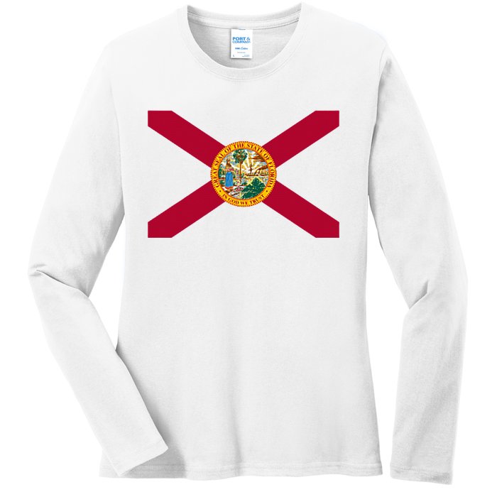 Flag Of Florida The Sunshine State Miami Orlando Tampa Ladies Long Sleeve Shirt