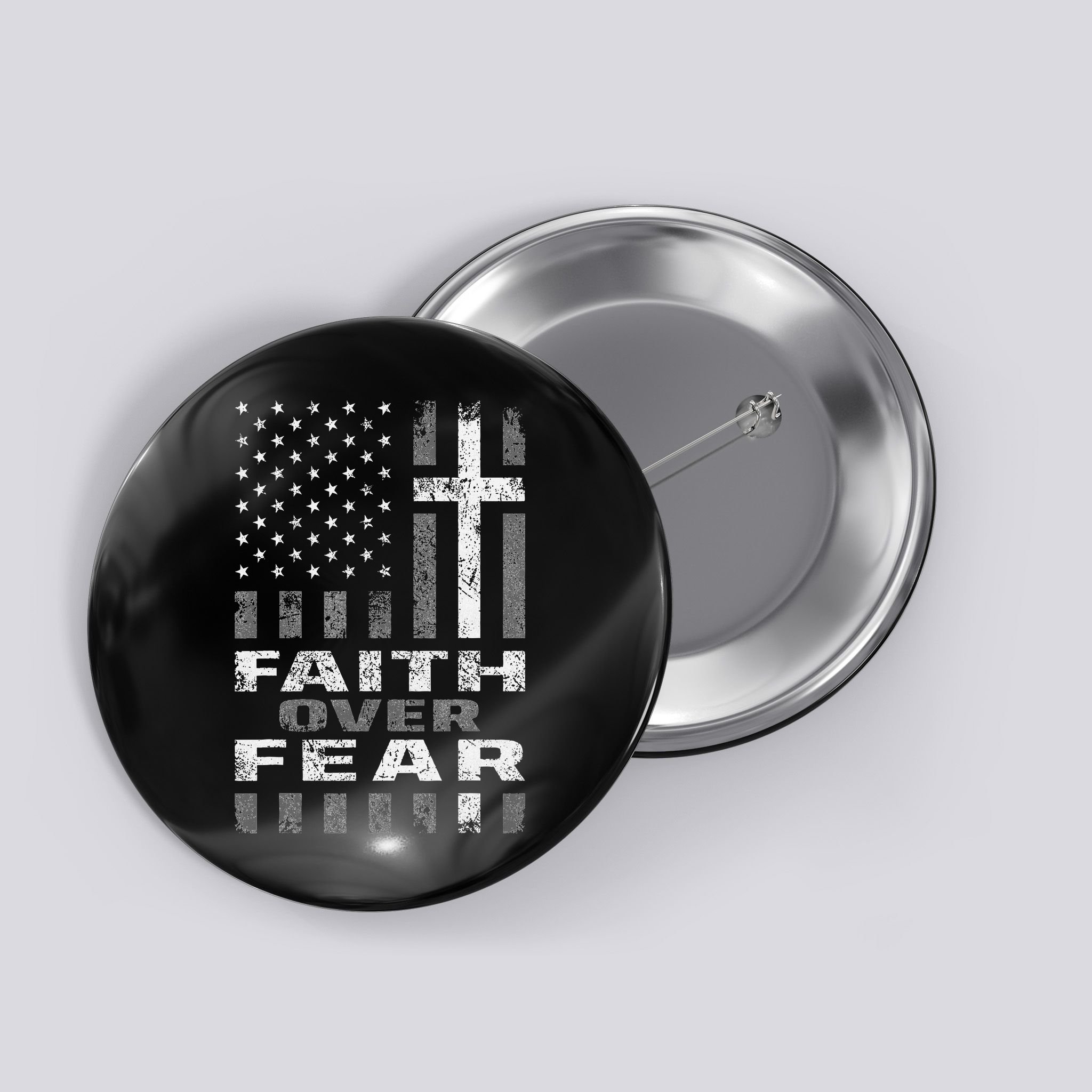 Faith Over Fear Christian Patriotism With Us Flag Button