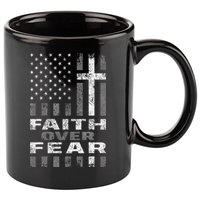 Faith Over Fear Christian Patriotism With Us Flag 11oz C Handle Ceramic Mug